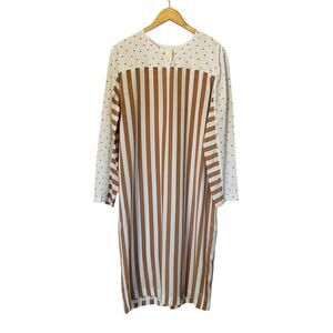 Melissa Lane Vintage Striped Polka Dot Midi Dress Size L Large Multicolor